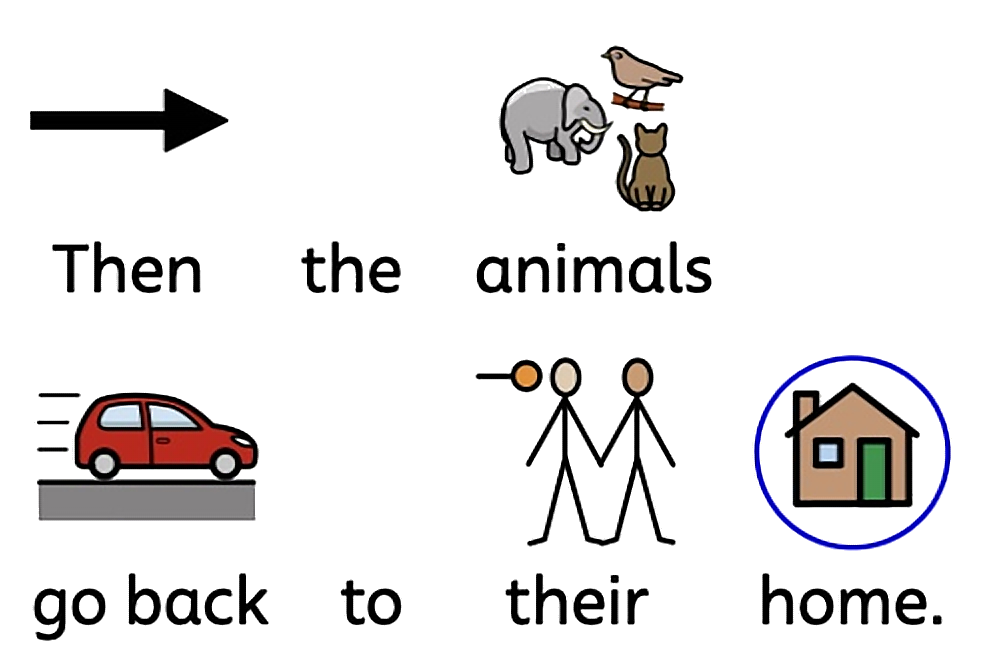 Then the animals go back to their home.