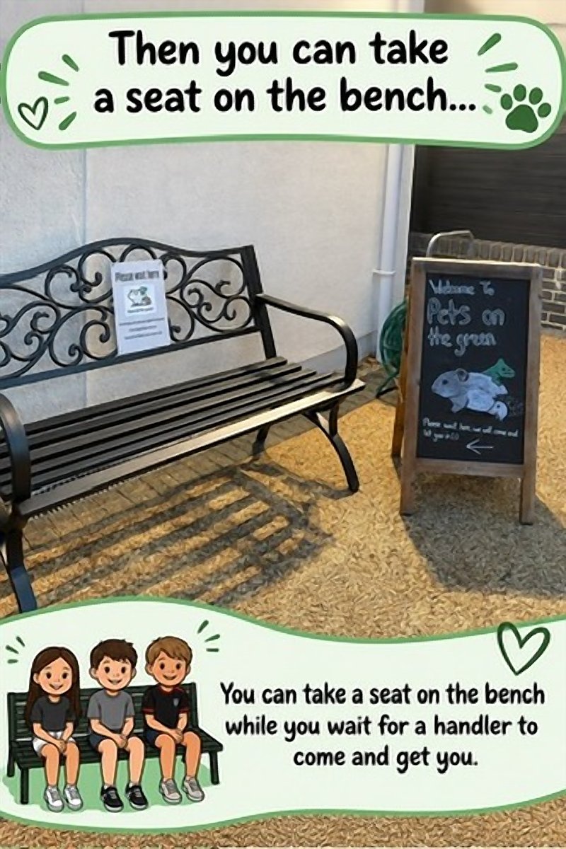 Then you can take a seat on the bench... You can take a seat on the bench while you wait for a handler to come and get you.